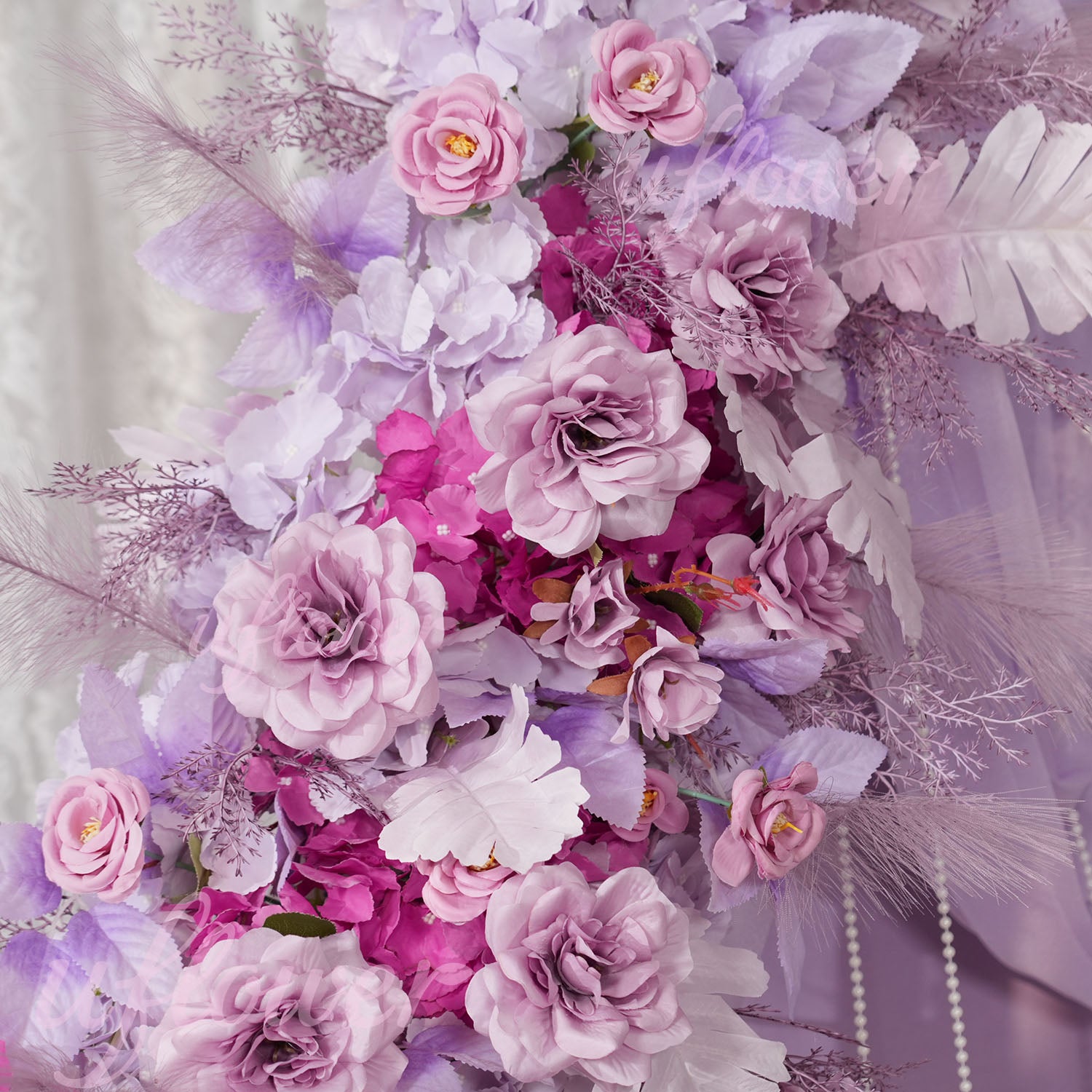 Uflower Purple Flower Arrangement Wedding Party Backdrop Floral Props